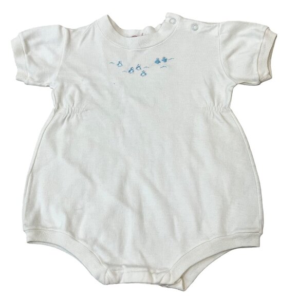 Health-Tex Stantogs Bodysuit White Blue Penguins Embroidery 6 Months - Picture 6 of 6